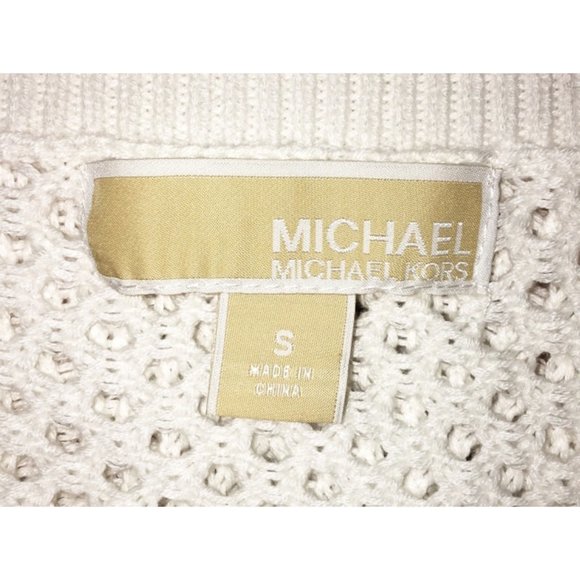 NEW Michael Kors Ivory Open Knit Cut-Out Sweater S - Picture 4 of 6